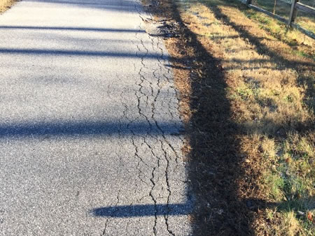 Cracked roadside in Hickory. NC
